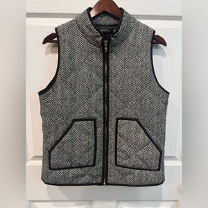 Women's Meerokeety Black White Herringbone Vest Zip Up With Pockets Size Medium